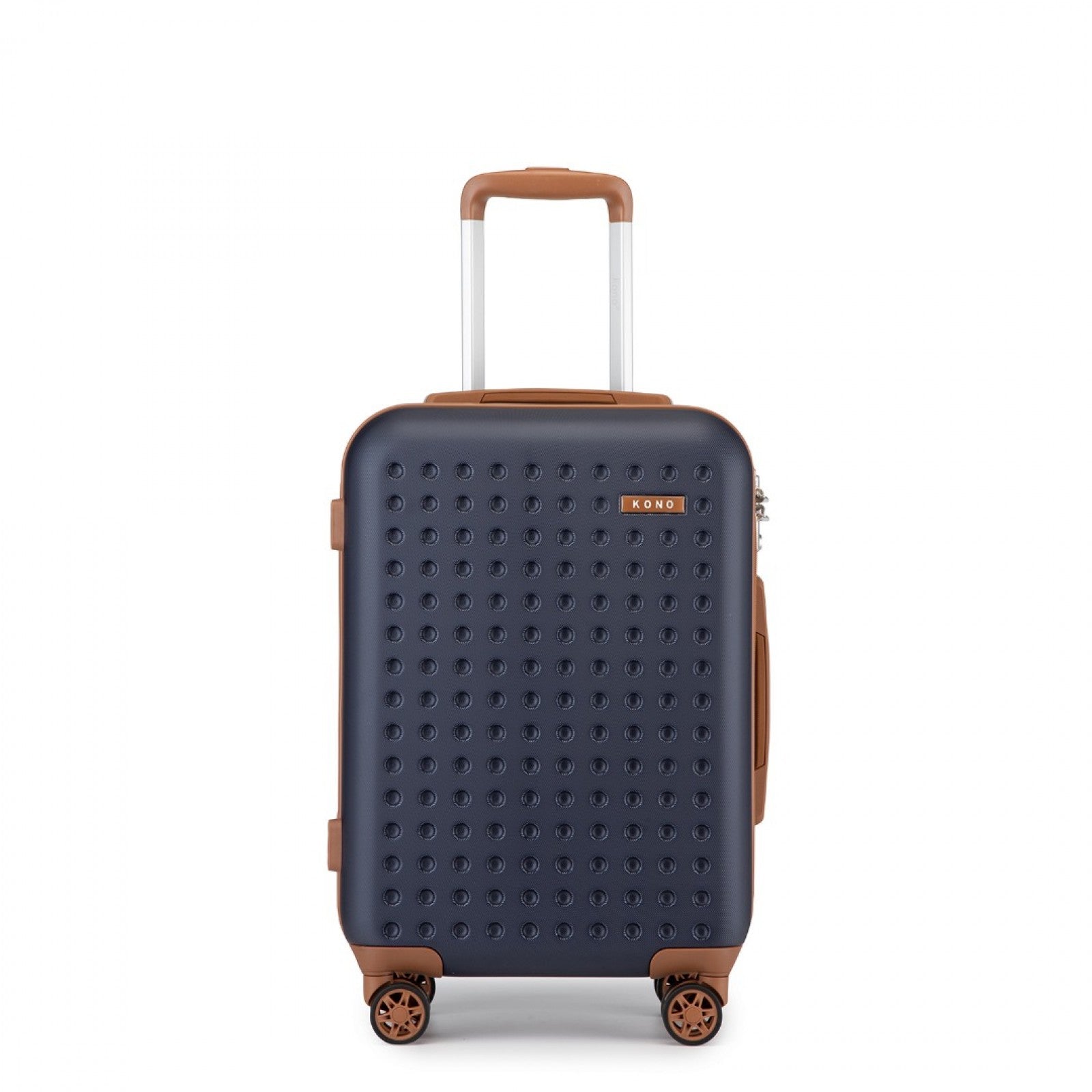 Kono Stylish ABS+PC Polka Dot Hard Shell Suitcase With TSA Lock (KSK2486) - Navy & Brown