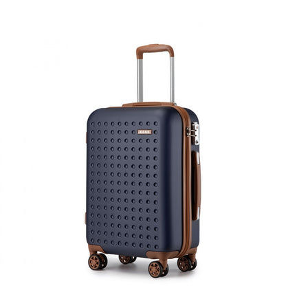 Kono Stylish ABS+PC Polka Dot Hard Shell Suitcase With TSA Lock (KSK2486) - Navy & Brown