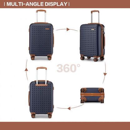 Kono Stylish ABS+PC Polka Dot Hard Shell Suitcase With TSA Lock (KSK2486) - Navy & Brown