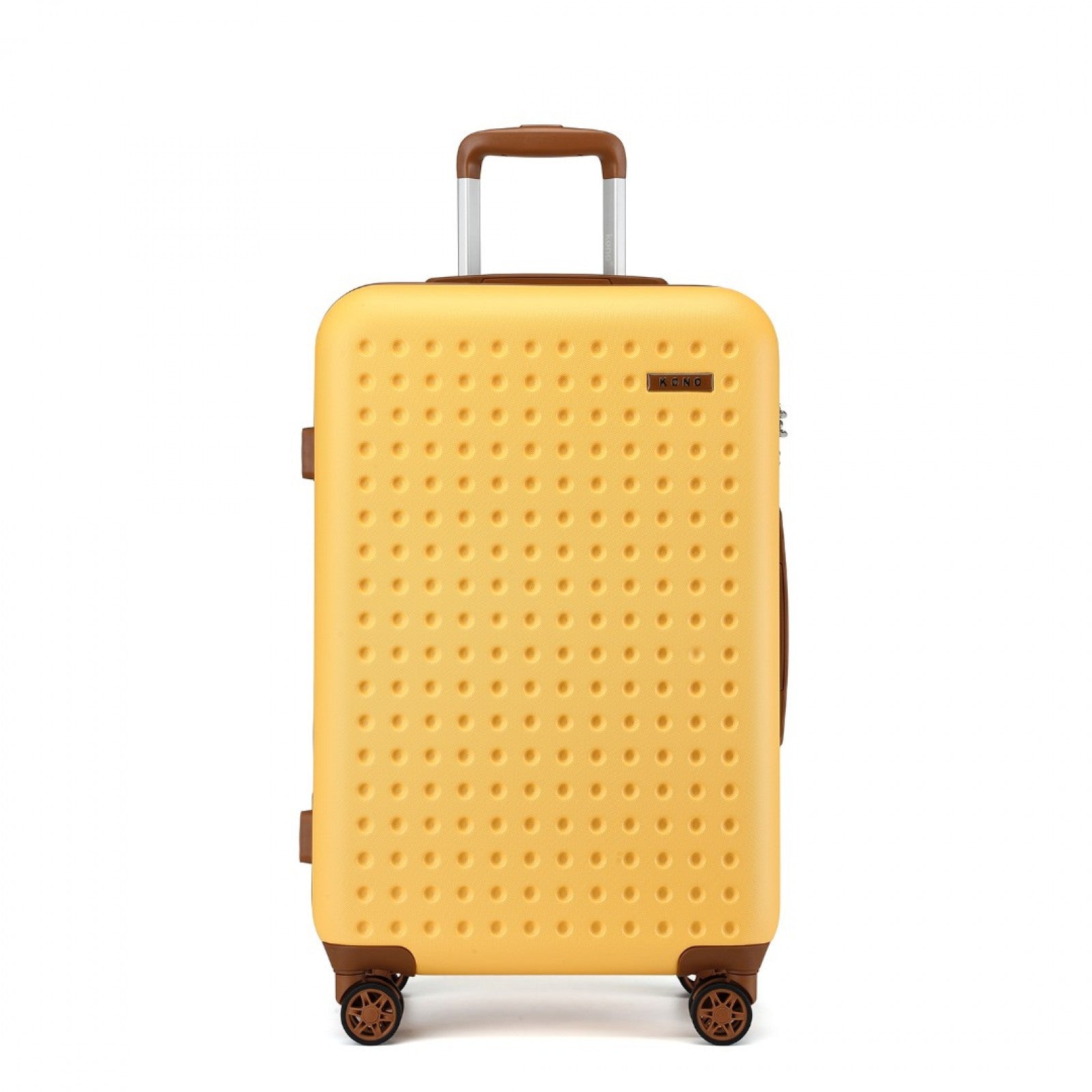 Kono Stylish ABS+PC Polka Dot Hard Shell Suitcase With TSA Lock (KSK2486) - Yellow & Brown