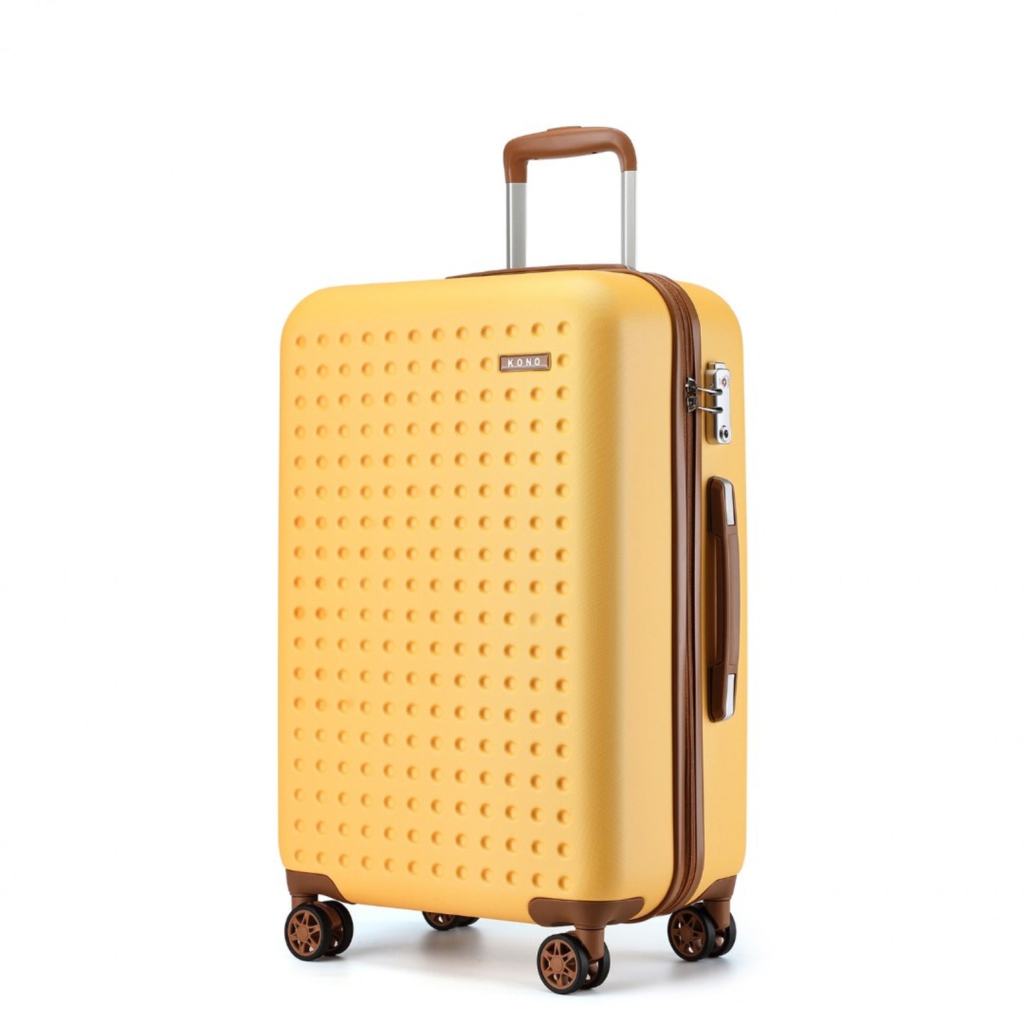 Kono Stylish ABS+PC Polka Dot Hard Shell Suitcase With TSA Lock (KSK2486) - Yellow & Brown