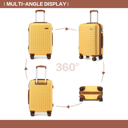 Kono Stylish ABS+PC Polka Dot Hard Shell Suitcase With TSA Lock (KSK2486) - Yellow & Brown