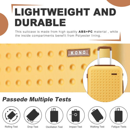 Kono Stylish ABS+PC Polka Dot Hard Shell Suitcase With TSA Lock (KSK2486) - Yellow & Brown