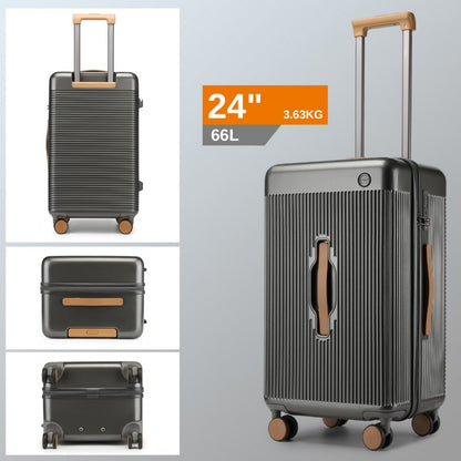 Kono Premium Hard Shell Suitcase Durable ABS and PC with TSA Lock and Multi-Handle Design for Effortless Travel (KSK2488) - Grey & Brown