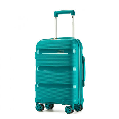 Kono PP Hardshell Suitcase–Lightweight Cabin Luggage with TSA Lock, 360° Silent Spinner Wheels (KSK2492) - Blue & Green