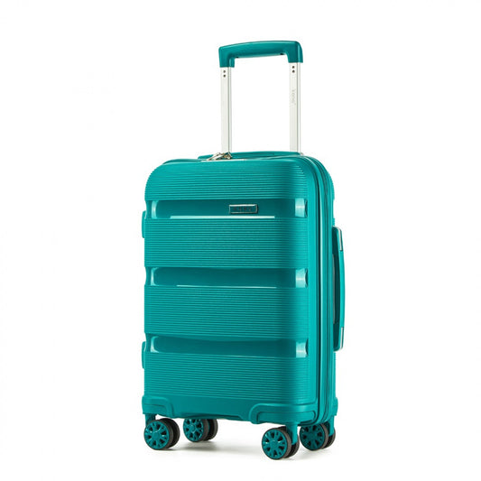 Kono PP Hardshell Suitcase–Lightweight Cabin Luggage with TSA Lock, 360° Silent Spinner Wheels (KSK2492) - Blue & Green