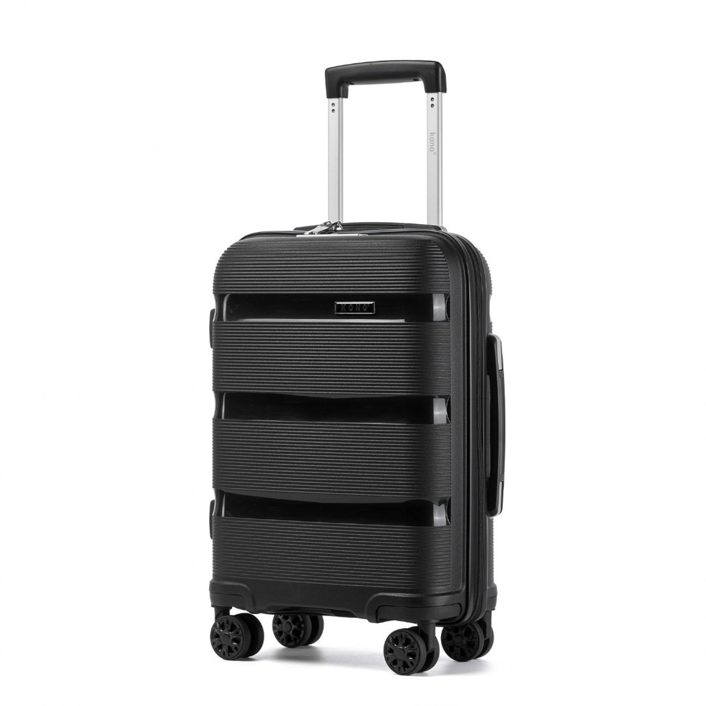 Kono PP Hardshell Suitcase–Lightweight Cabin Luggage with TSA Lock, 360° Silent Spinner Wheels (KSK2492) - Black