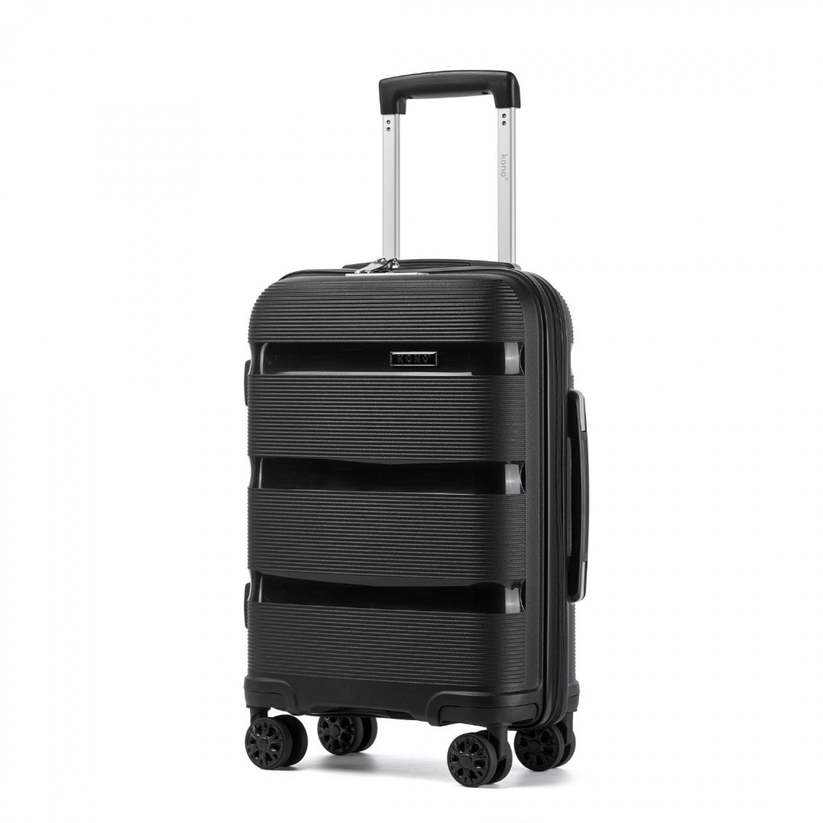 Kono PP Hardshell Suitcase–Lightweight Cabin Luggage with TSA Lock, 360° Silent Spinner Wheels (KSK2492) - Black