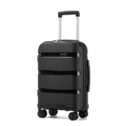 Kono PP Hardshell Suitcase–Lightweight Cabin Luggage with TSA Lock, 360° Silent Spinner Wheels (KSK2492) - Black