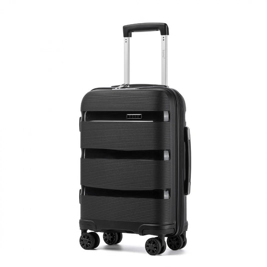 Kono PP Hardshell Suitcase–Lightweight Cabin Luggage with TSA Lock, 360° Silent Spinner Wheels (KSK2492) - Black