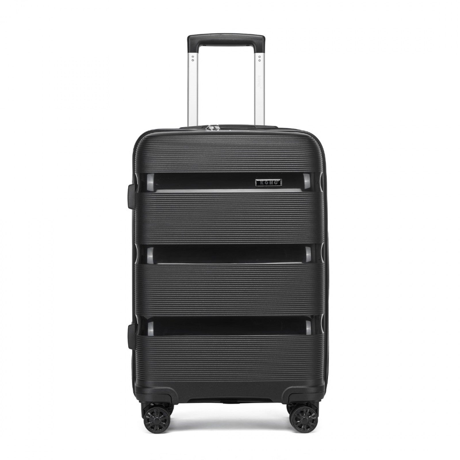 Kono PP Hardshell Suitcase–Lightweight Cabin Luggage with TSA Lock, 360° Silent Spinner Wheels (KSK2492) - Black