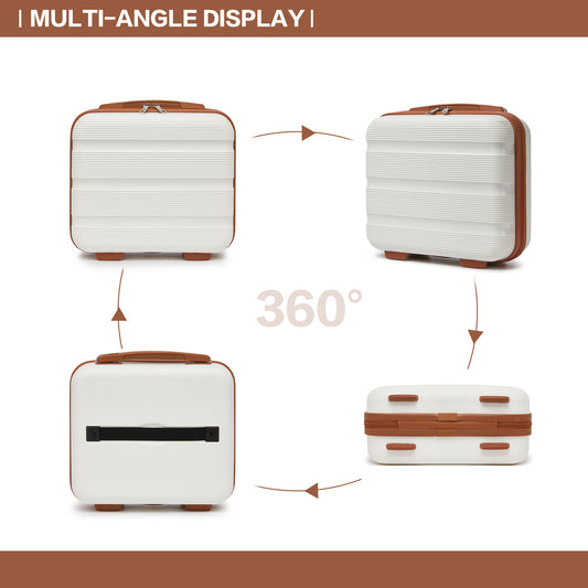 Kono 4-Piece PP Hardshell Luggage Set–Durable Travel Suitcases with TSA Lock, 360° Spinner Wheels with Vanity Case (KSK2492) - Cream & Brown