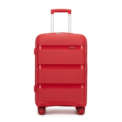 Kono PP Hardshell Suitcase–Lightweight Cabin Luggage with TSA Lock, 360° Silent Spinner Wheels (KSK2492) - Red