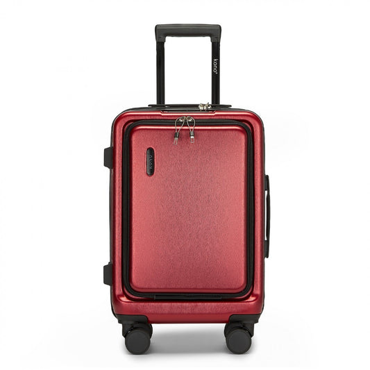 Kono Durable ABS+PC Hardshell Suitcase with TSA Lock & Front Laptop Compartment (KSK2493) - Burgundy