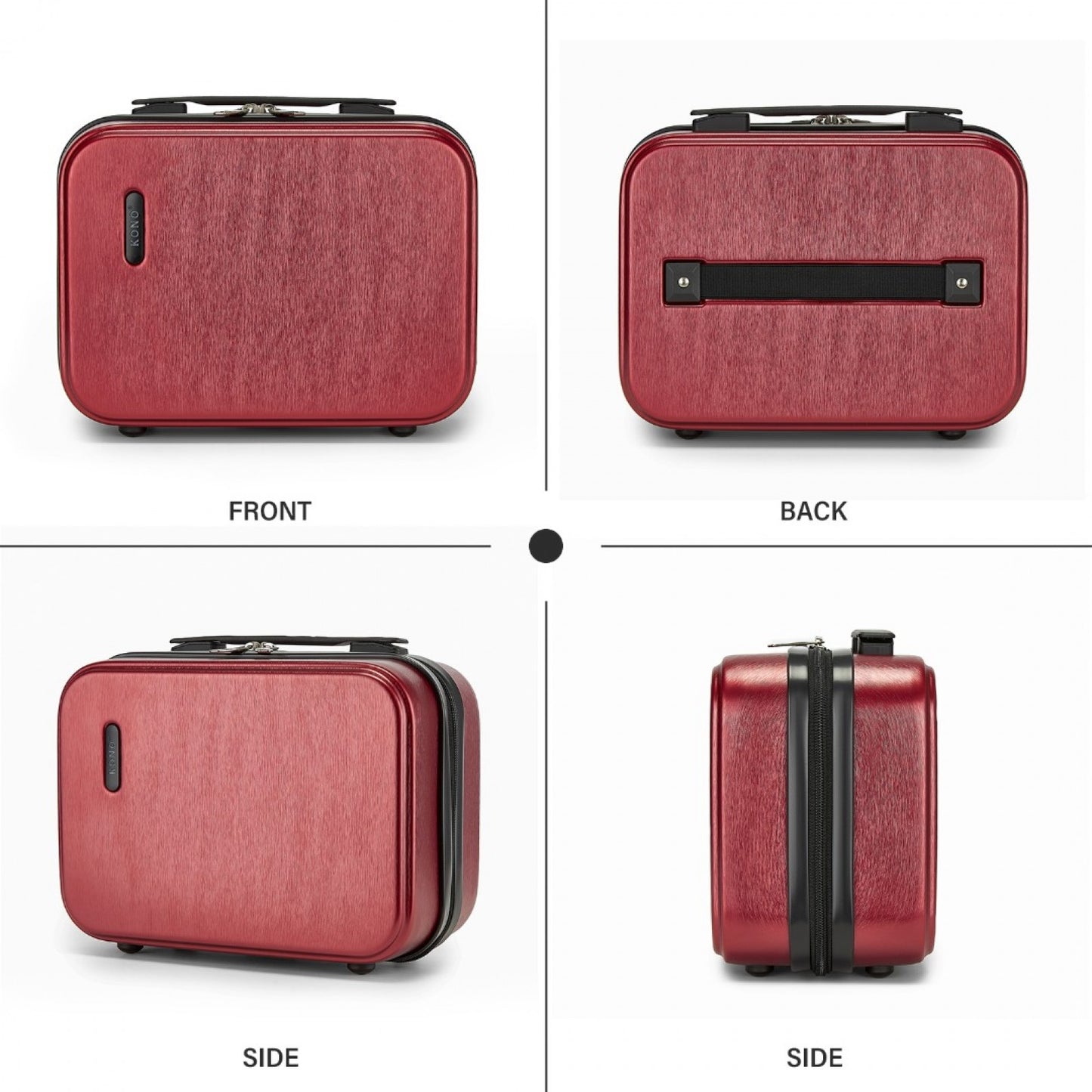 Kono Durable ABS+PC Hardshell Luggage Set with TSA Lock 360° Spinner Wheels 4-Piece Set 20/24/28 And Vanity Case (KSK2493) - Burgundy