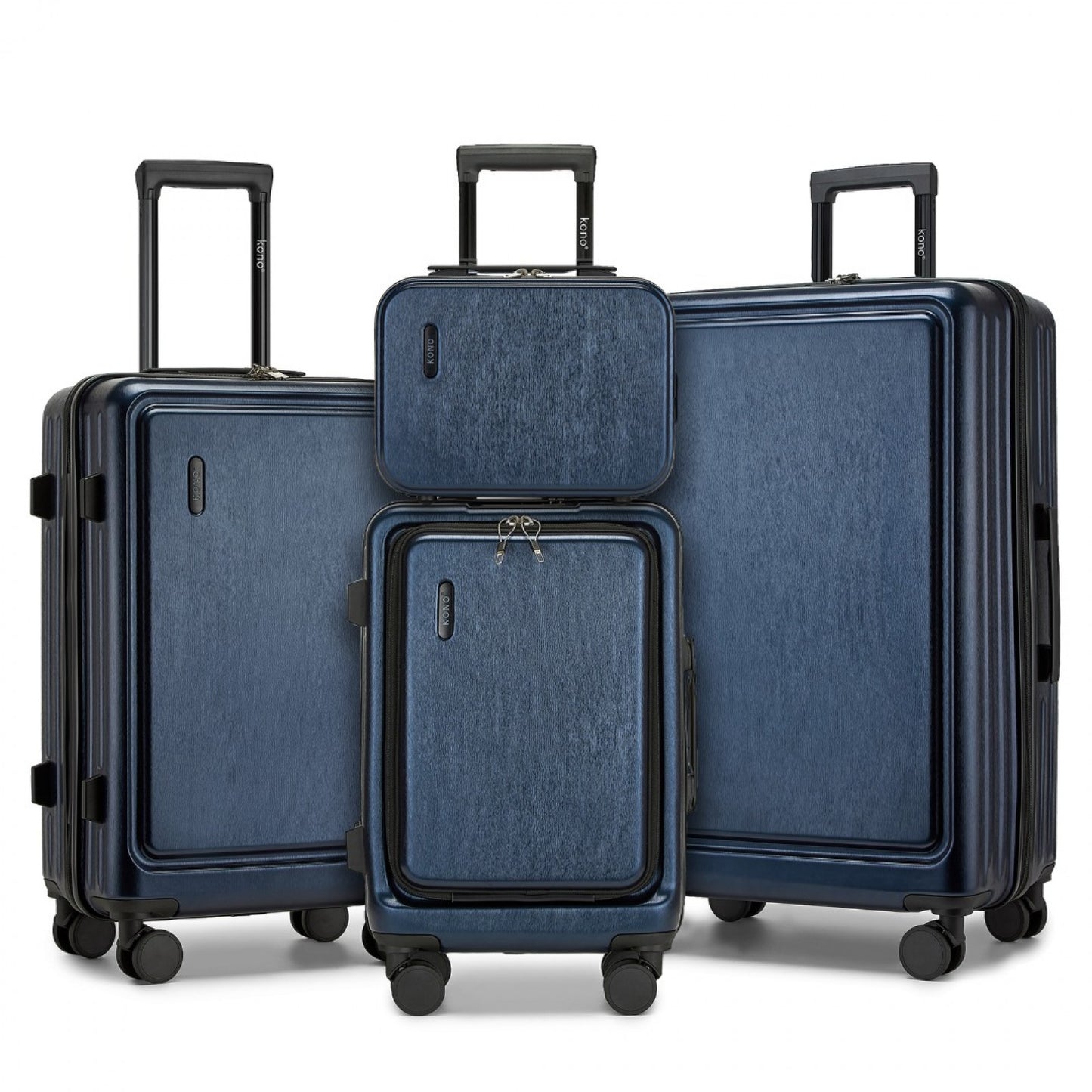 Kono Durable ABS+PC Hardshell Luggage Set with TSA Lock 360° Spinner Wheels 4-Piece Set 20/24/28 And Vanity Case (KSK2493) - Navy