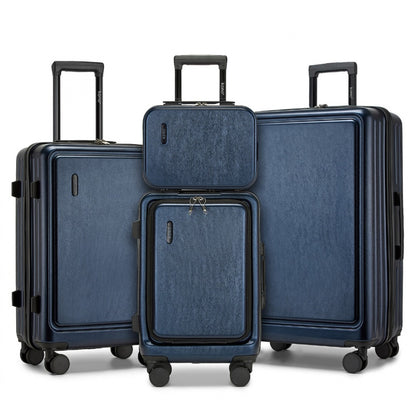 Kono Durable ABS+PC Hardshell Luggage Set with TSA Lock 360° Spinner Wheels 4-Piece Set 20/24/28 And Vanity Case (KSK2493) - Navy