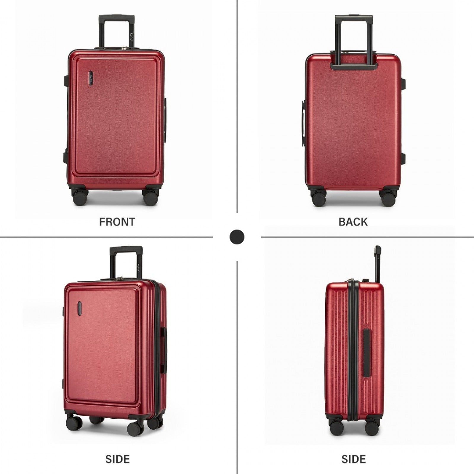 Kono Durable ABS+PC Hardshell Suitcase with TSA Lock & Front Laptop Compartment (KSK2493) - Burgundy