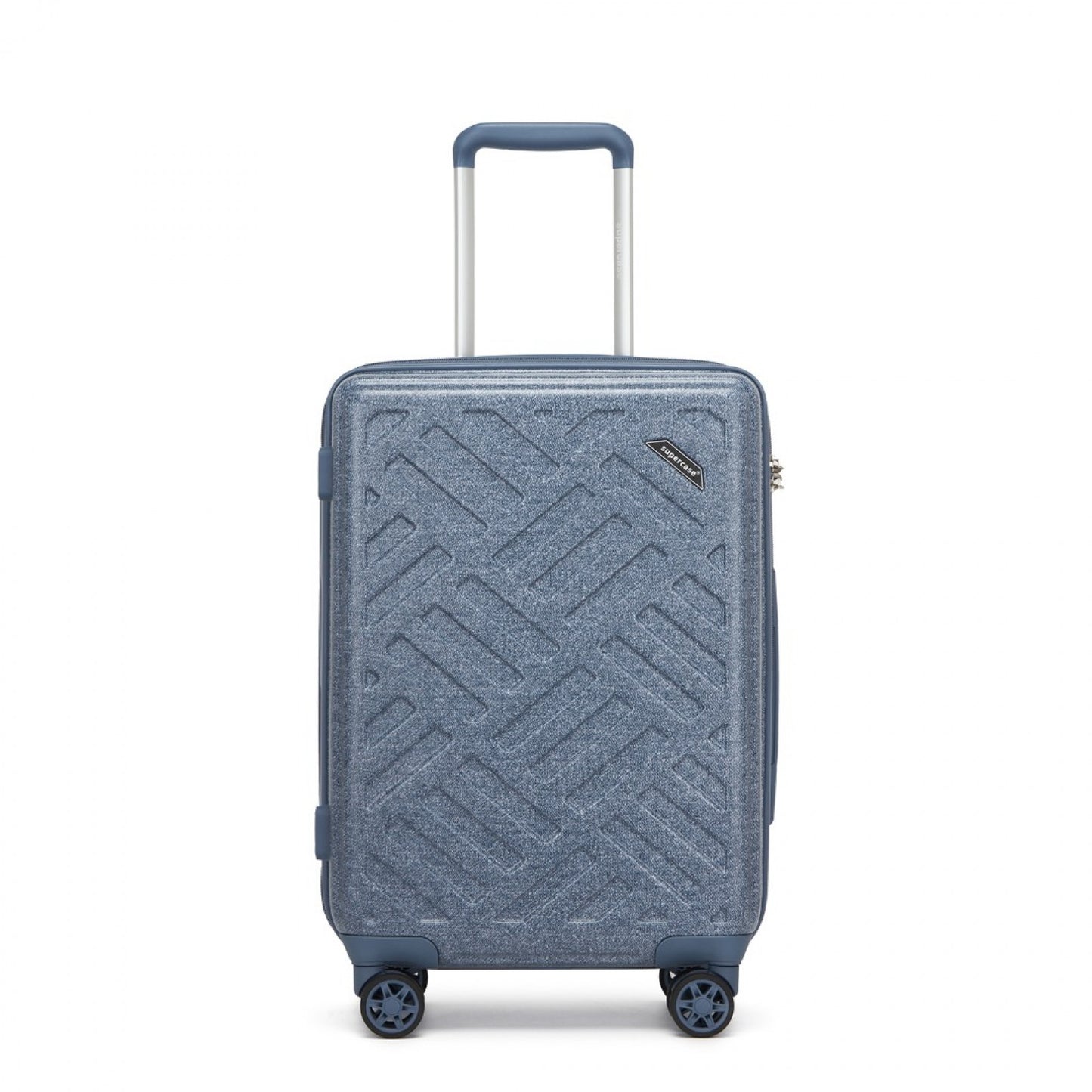 Supercase Sleek Geometric Pattern Hard Shell ABS+PC Cabin Suitcase with TSA Lock (KSS2495) - Denim Blue