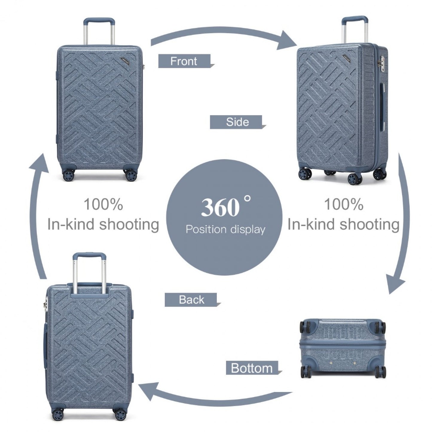 Supercase Sleek Geometric Pattern Hard Shell ABS+PC Cabin Suitcase with TSA Lock (KSS2495) - Denim Blue
