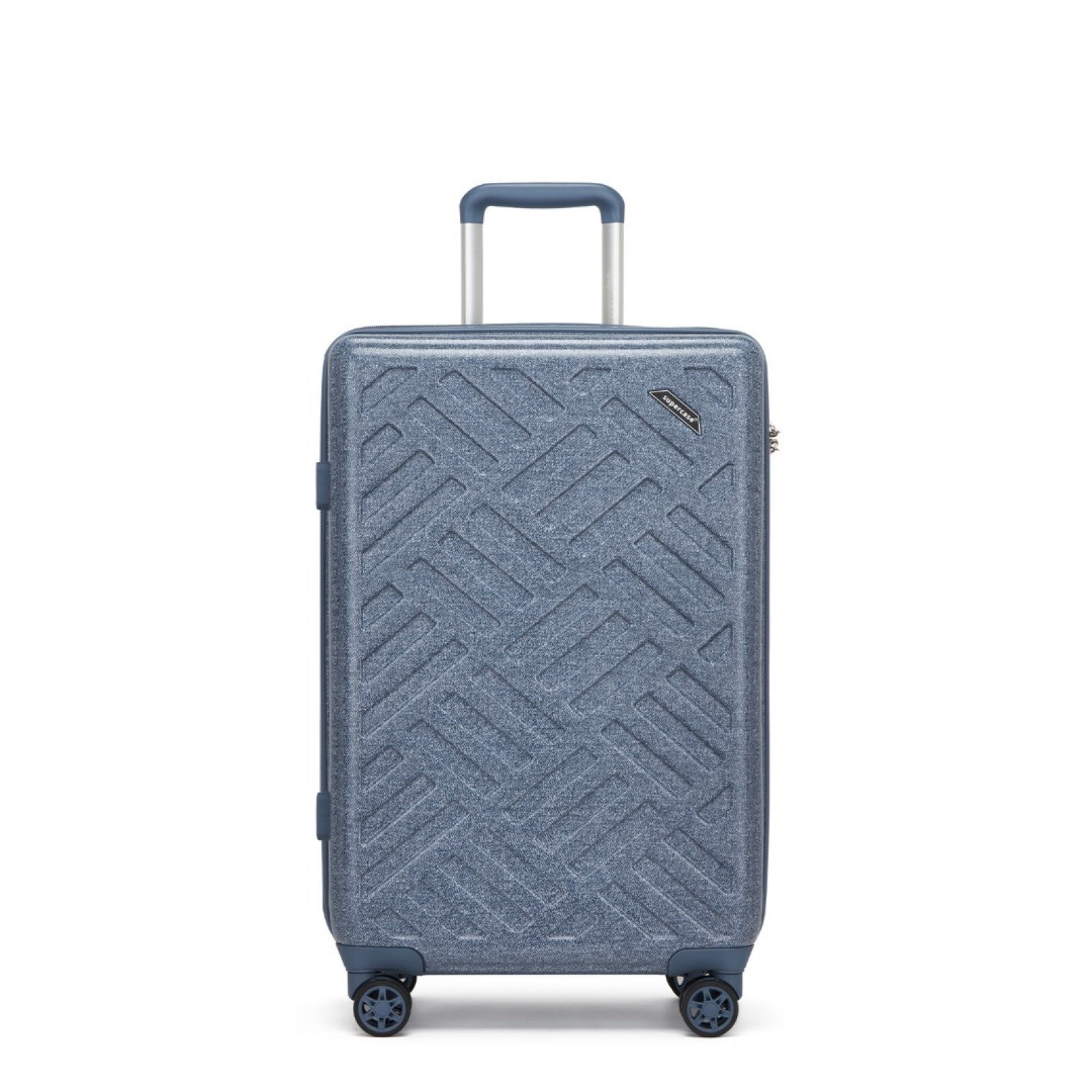 Supercase Sleek Geometric Pattern Hard Shell ABS+PC Cabin Suitcase with TSA Lock (KSS2495) - Denim Blue