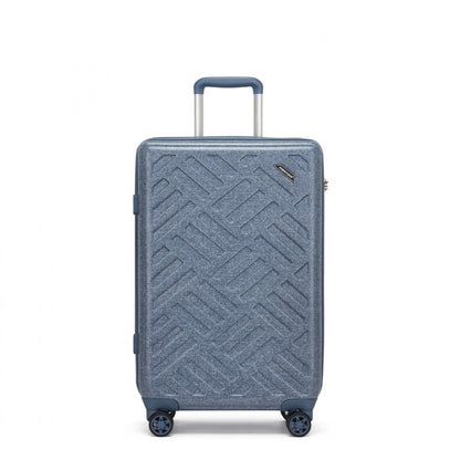 Supercase Sleek Geometric Pattern Hard Shell ABS+PC Cabin Suitcase with TSA Lock (KSS2495) - Denim Blue