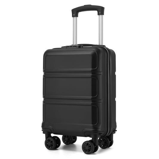 Kono 15″ Lightweight ABS+PC Hard Shell Cabin Suitcase with Removable Spinner Wheels (45×30×20 cm) (KSK2581) - Black