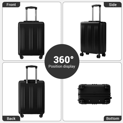 Kono Premium ABS+PC Hard Shell Cabin Suitcase with TSA Lock and Smooth 360° Silent Spinner Wheels (KSK2583) - Black