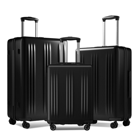 Kono Premium ABS+PC 3-Piece Hard Shell Luggage Set with TSA Lock & 360° Silent Spinner Wheels (KSK2583) - Black