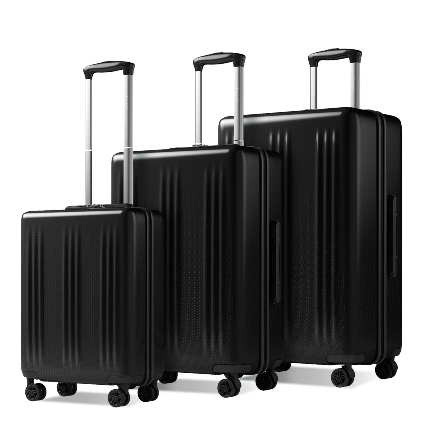 Kono Premium ABS+PC 3-Piece Hard Shell Luggage Set with TSA Lock & 360° Silent Spinner Wheels (KSK2583) - Black