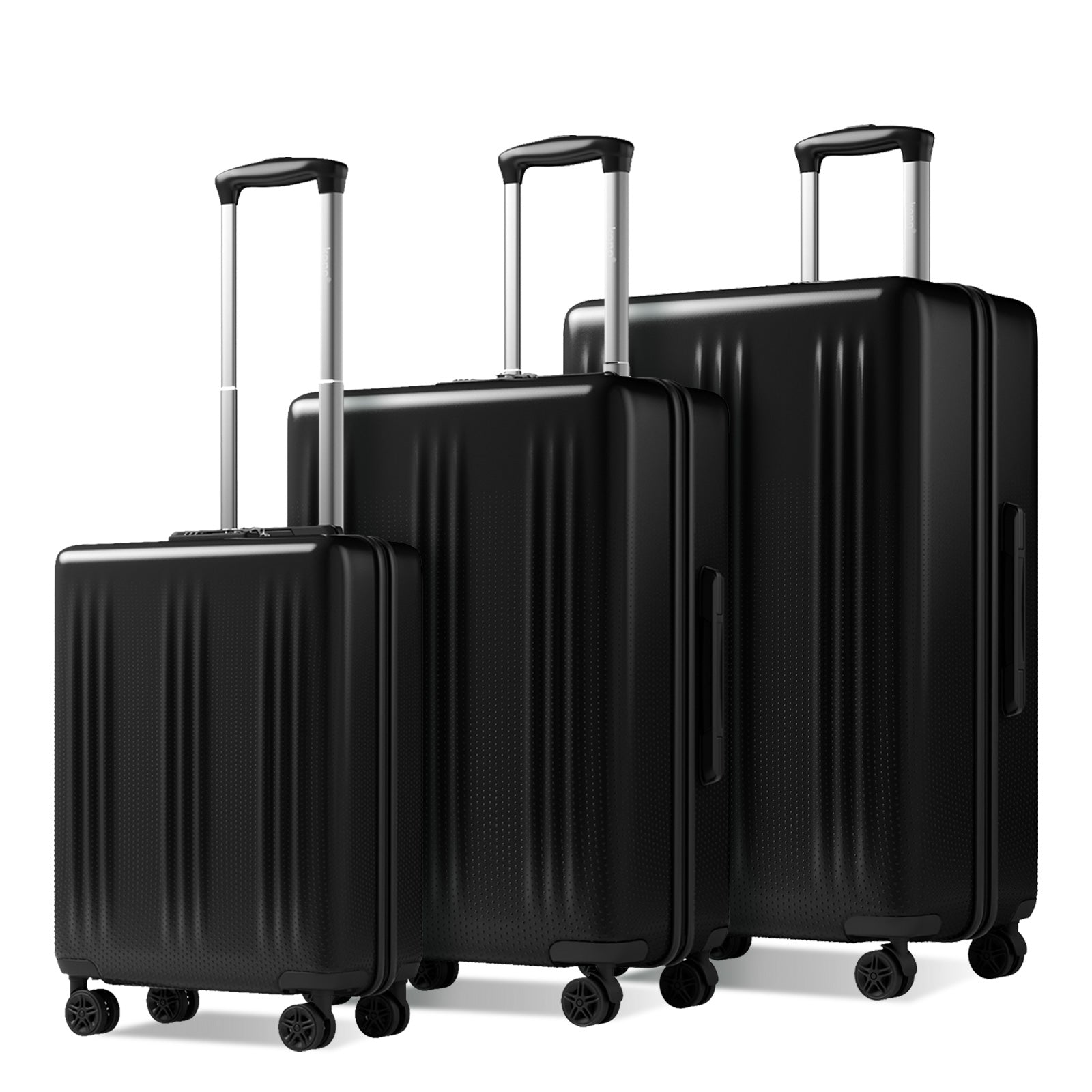 Kono Premium ABS+PC 3-Piece Hard Shell Luggage Set with TSA Lock & 360° Silent Spinner Wheels (KSK2583) - Black
