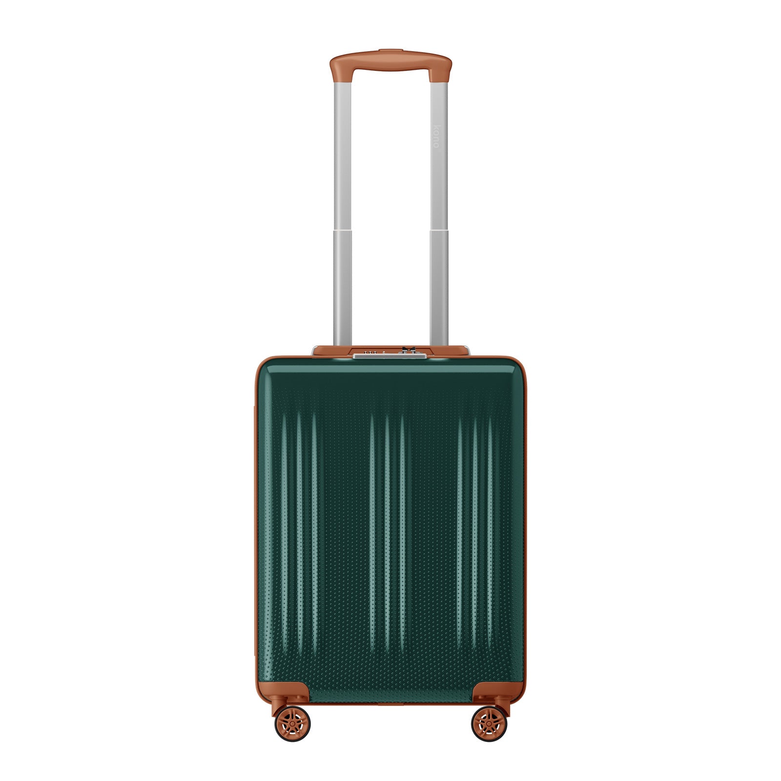 Kono Premium ABS+PC Hard Shell Cabin Suitcase with TSA Lock and Smooth 360° Silent Spinner Wheels (KSK2583) - Green & Brown