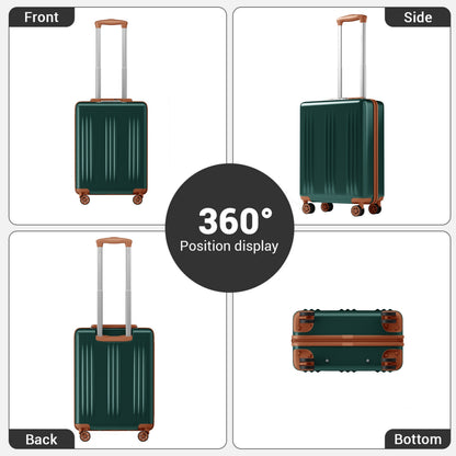 Kono Premium ABS+PC Hard Shell Cabin Suitcase with TSA Lock and Smooth 360° Silent Spinner Wheels (KSK2583) - Green & Brown