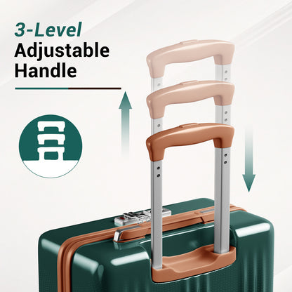 Kono Premium ABS+PC Hard Shell Cabin Suitcase with TSA Lock and Smooth 360° Silent Spinner Wheels (KSK2583) - Green & Brown