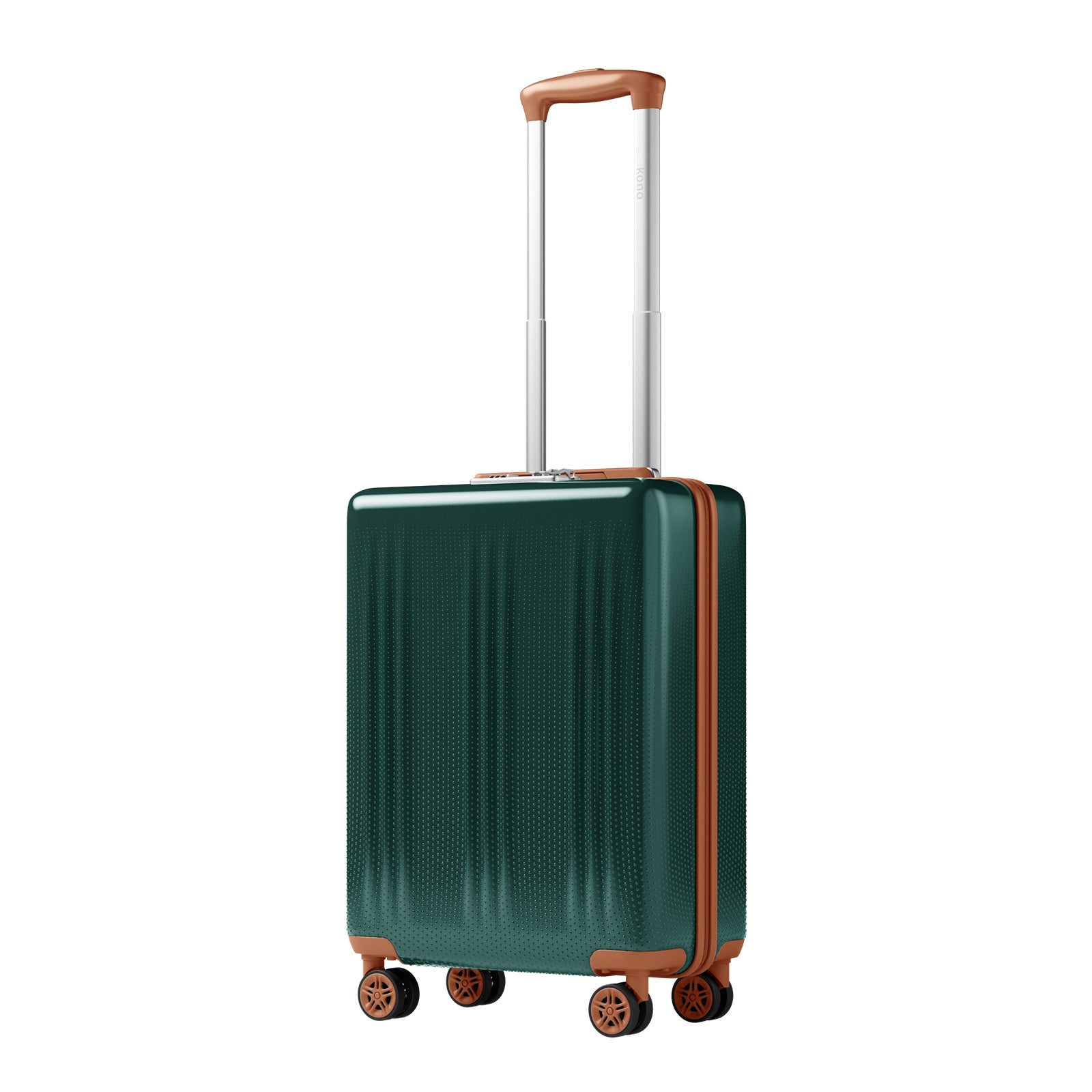 Kono Premium ABS+PC Hard Shell Cabin Suitcase with TSA Lock and Smooth 360° Silent Spinner Wheels (KSK2583) - Green & Brown
