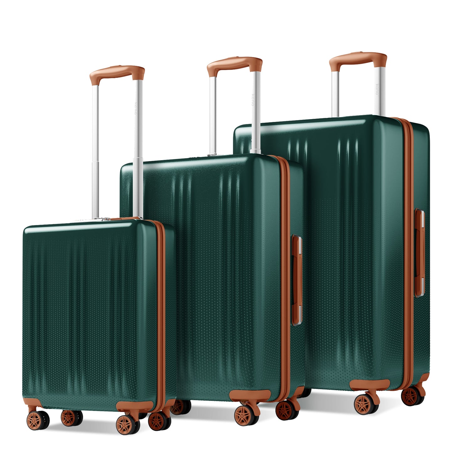 Kono Premium ABS+PC 3-Piece Hard Shell Luggage Set with TSA Lock & 360° Silent Spinner Wheels (KSK2583) - Green & Brown