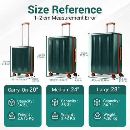 Kono Premium ABS+PC Hard Shell Cabin Suitcase with TSA Lock and Smooth 360° Silent Spinner Wheels (KSK2583) - Green & Brown