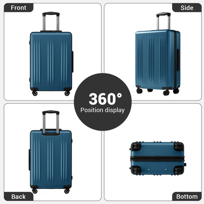 Kono Premium ABS+PC 3-Piece Hard Shell Luggage Set with TSA Lock & 360° Silent Spinner Wheels (KSK2583) - Navy
