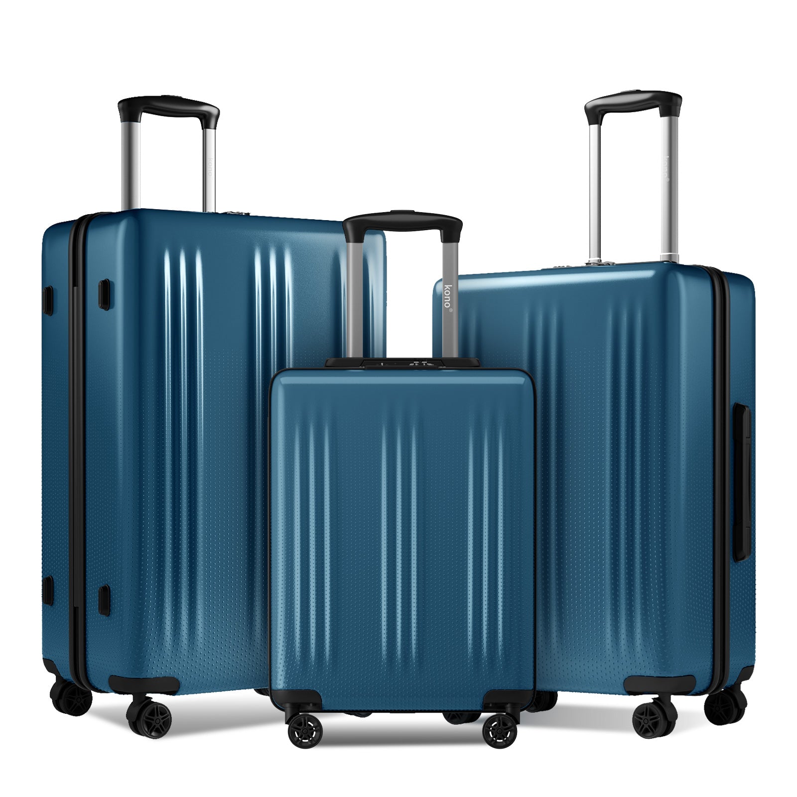 Kono Premium ABS+PC 3-Piece Hard Shell Luggage Set with TSA Lock & 360° Silent Spinner Wheels (KSK2583) - Navy