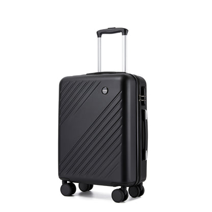Kono ABS+PC Hard Shell Luggage, Diagonal Stripe Lightweight Travel Suitcase with Silent Spinner Wheels & Organised Interior (KSK2585) - Black