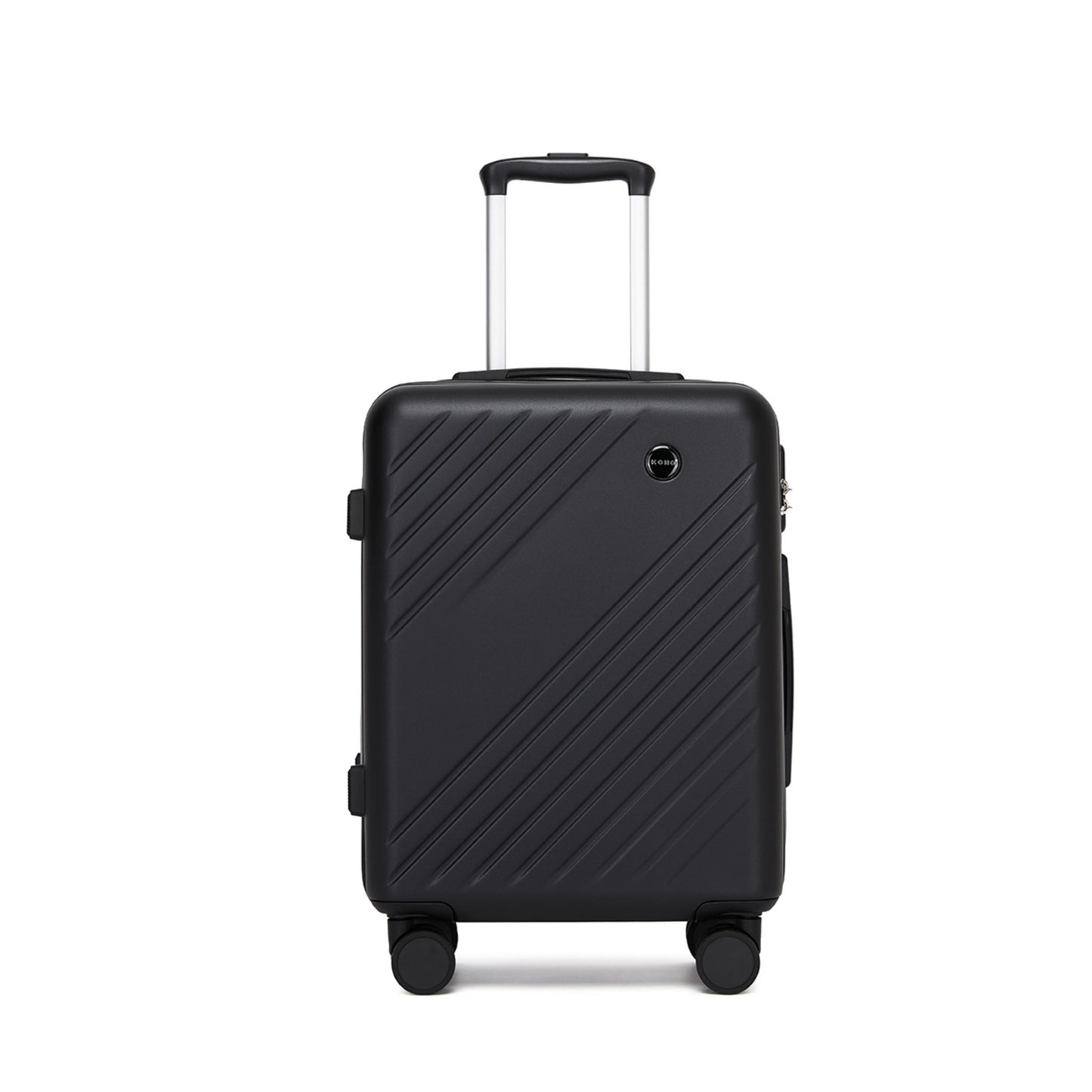 Kono ABS+PC Hard Shell Luggage, Diagonal Stripe Lightweight Travel Suitcase with Silent Spinner Wheels & Organised Interior (KSK2585) - Black