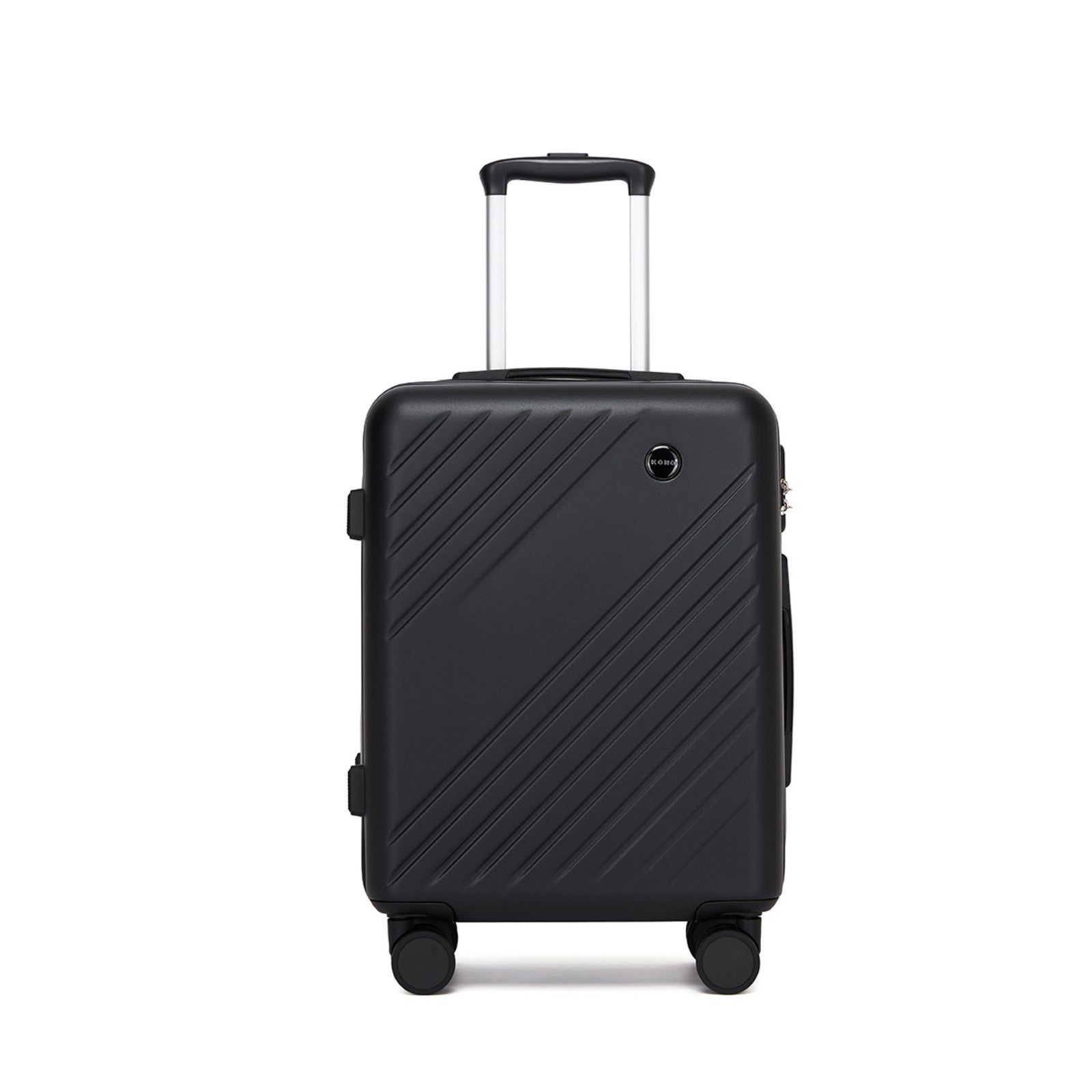Kono ABS+PC Hard Shell Luggage, Diagonal Stripe Lightweight Travel Suitcase with Silent Spinner Wheels & Organised Interior (KSK2585) - Black