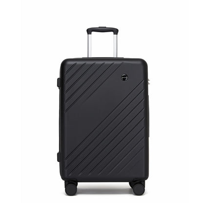 Kono ABS+PC Hard Shell Luggage, Diagonal Stripe Lightweight Travel Suitcase with Silent Spinner Wheels & Organised Interior (KSK2585) - Black