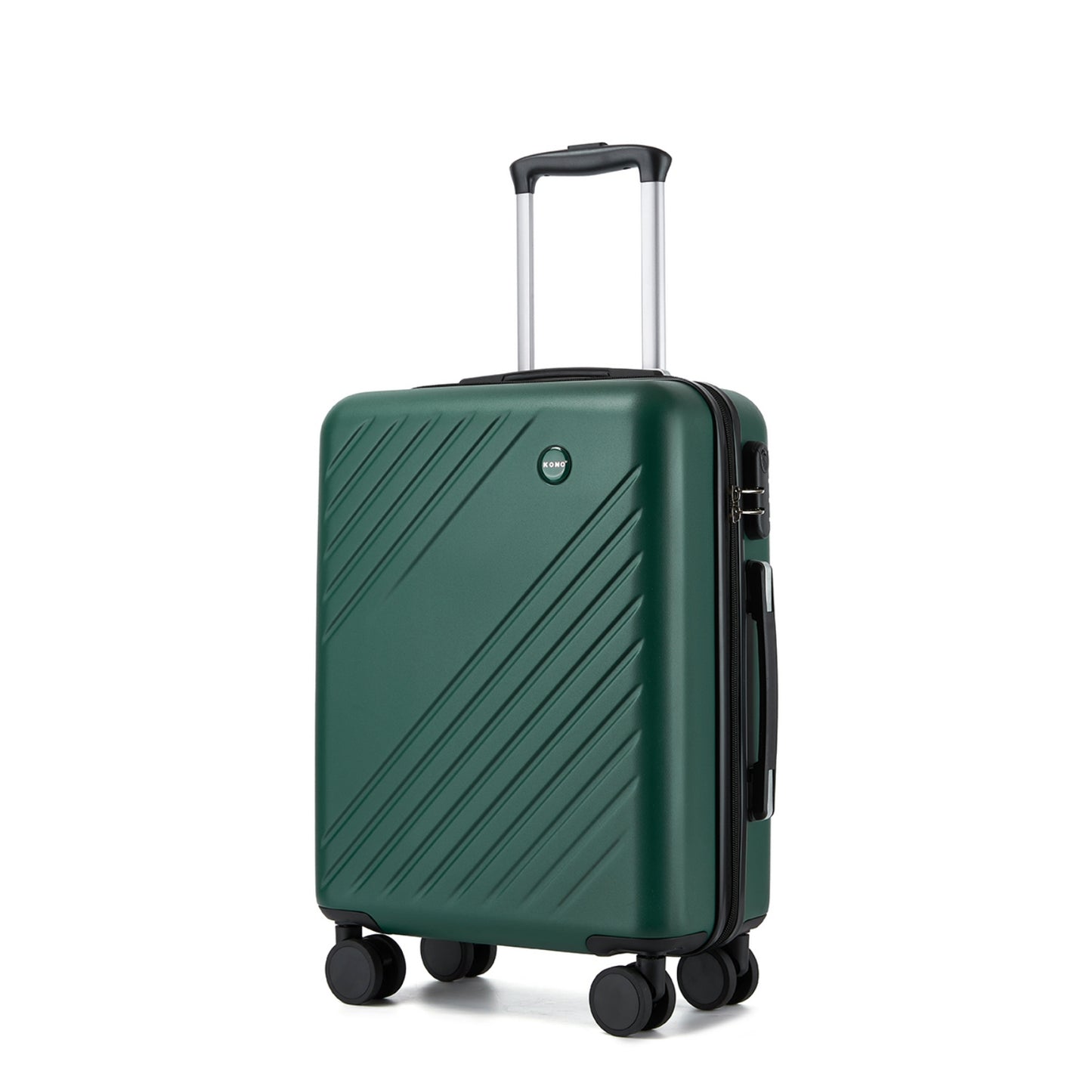 Kono ABS+PC Hard Shell Luggage, Diagonal Stripe Lightweight Travel Suitcase with Silent Spinner Wheels & Organised Interior (KSK2585) - Green