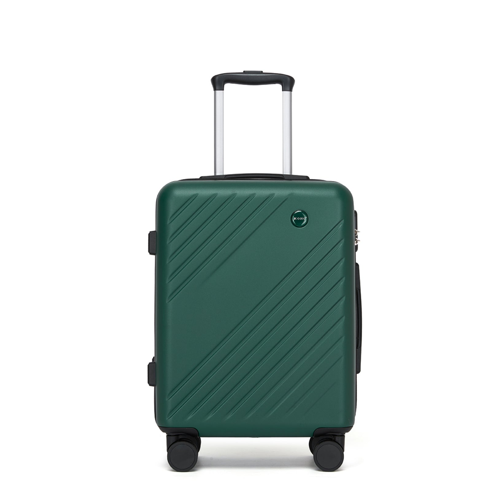 Kono ABS+PC Hard Shell Luggage, Diagonal Stripe Lightweight Travel Suitcase with Silent Spinner Wheels & Organised Interior (KSK2585) - Green