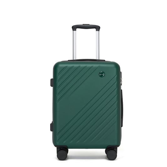 Kono ABS+PC Hard Shell Luggage, Diagonal Stripe Lightweight Travel Suitcase with Silent Spinner Wheels & Organised Interior (KSK2585) - Green