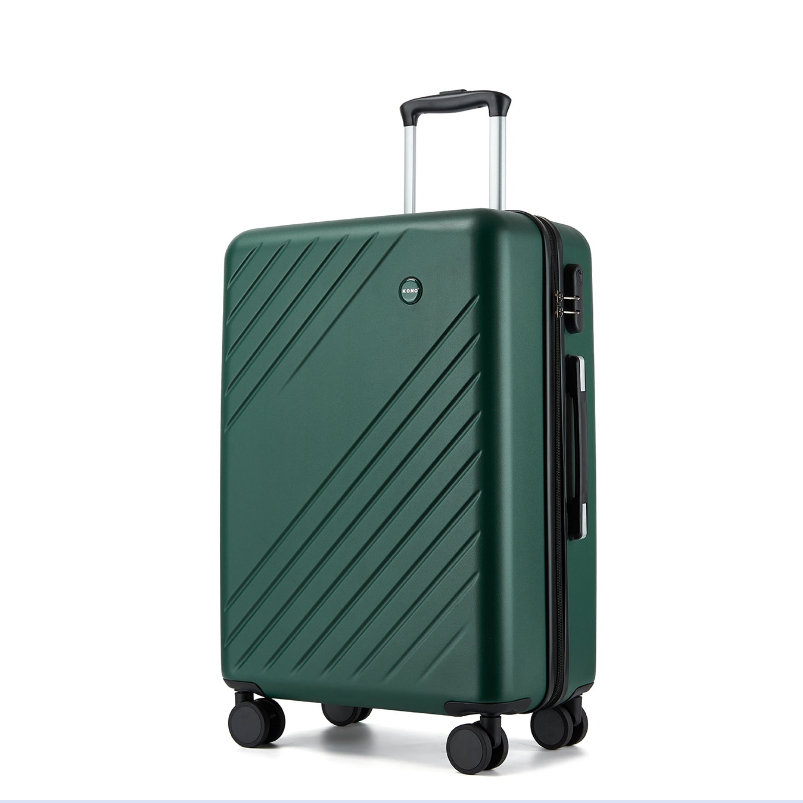 Kono ABS+PC Hard Shell 3 Piece Luggage Set (20/24/28 Inch) with Diagonal Strap, Silent Wheels & Complete Travel Solution (KSK2585) - Green