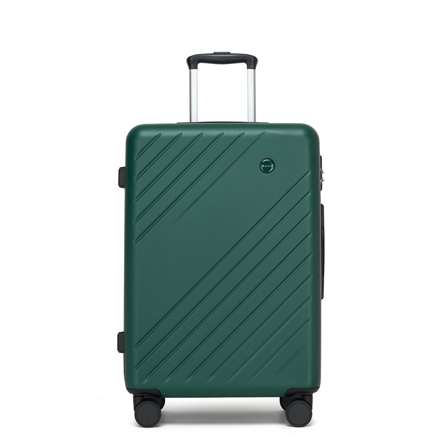 Kono ABS+PC Hard Shell Luggage, Diagonal Stripe Lightweight Travel Suitcase with Silent Spinner Wheels & Organised Interior (KSK2585) - Green