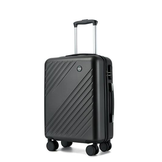 Kono ABS+PC Hard Shell Luggage, Diagonal Stripe Lightweight Travel Suitcase with Silent Spinner Wheels & Organised Interior (KSK2585) - Grey