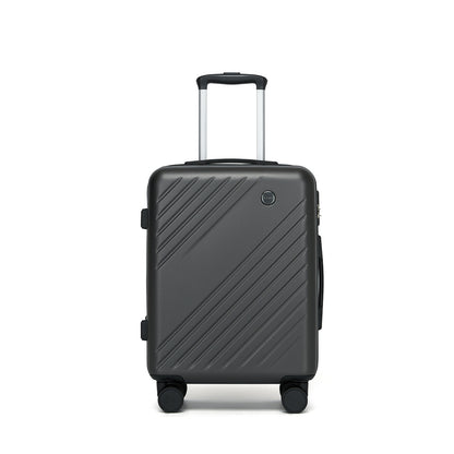 Kono ABS+PC Hard Shell Luggage, Diagonal Stripe Lightweight Travel Suitcase with Silent Spinner Wheels & Organised Interior (KSK2585) - Grey